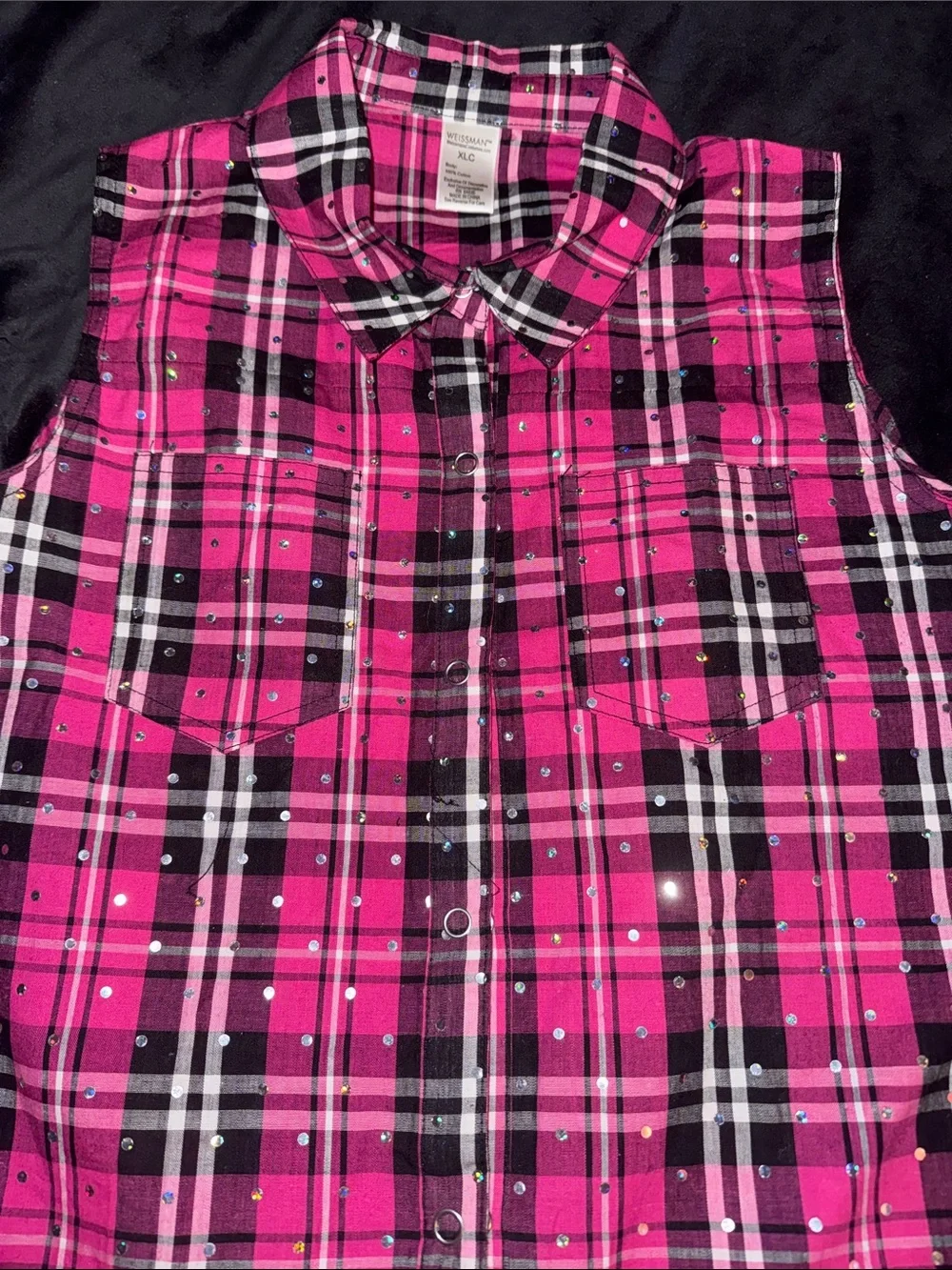 Western Dance Wear Pink Plaid Black Fringe Short Set Jazz Comp Show Costume